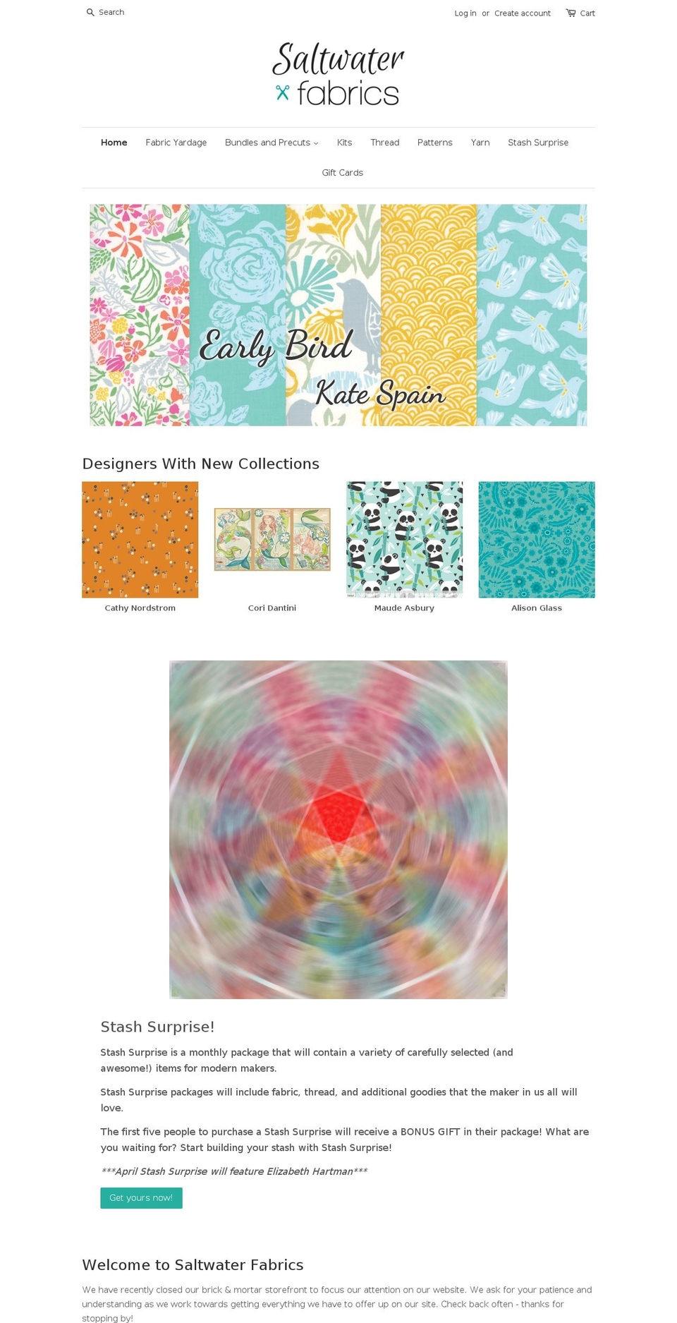 saltwatersfabric.com shopify website screenshot