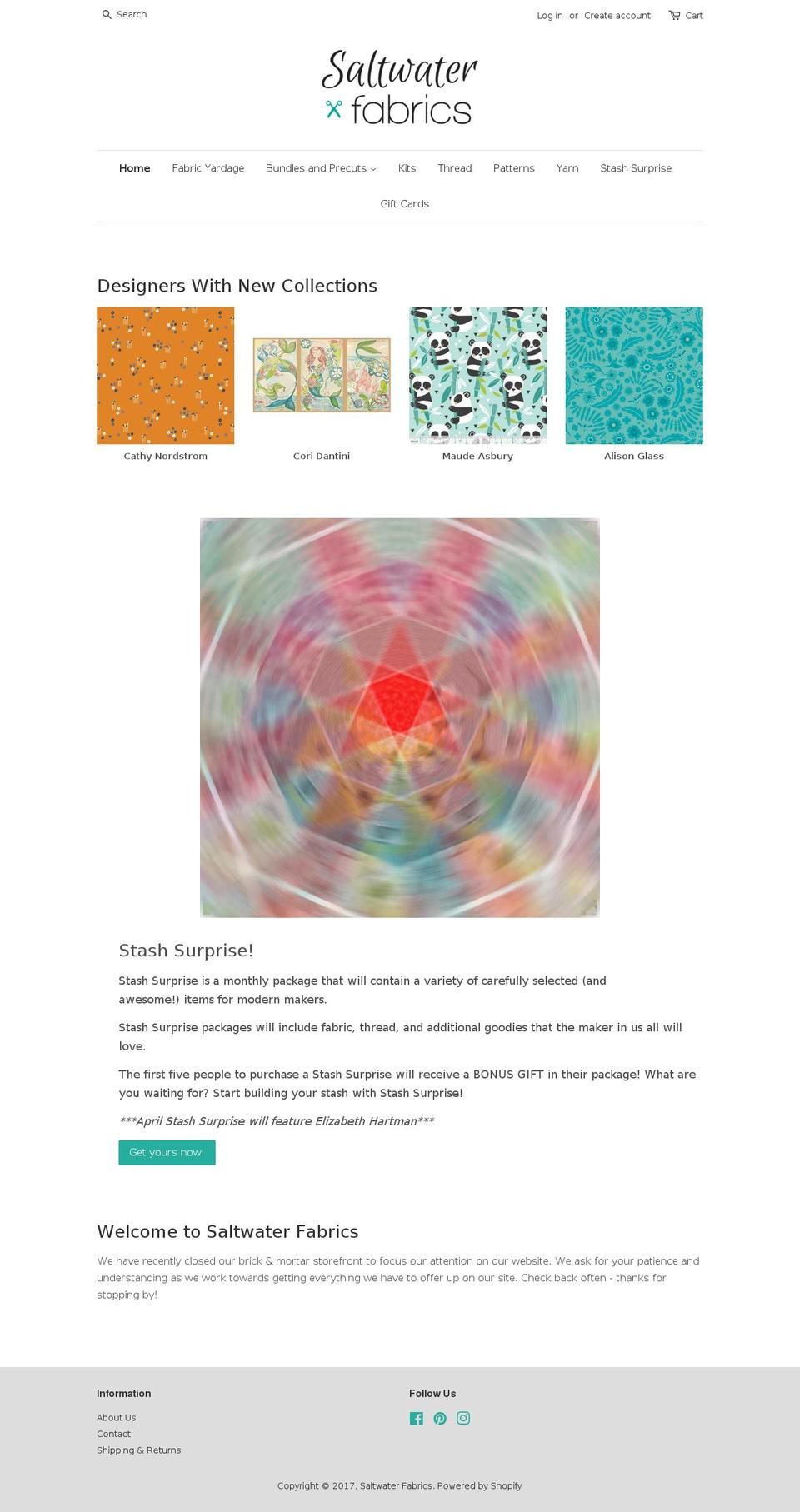 saltwatersfabrics.com shopify website screenshot