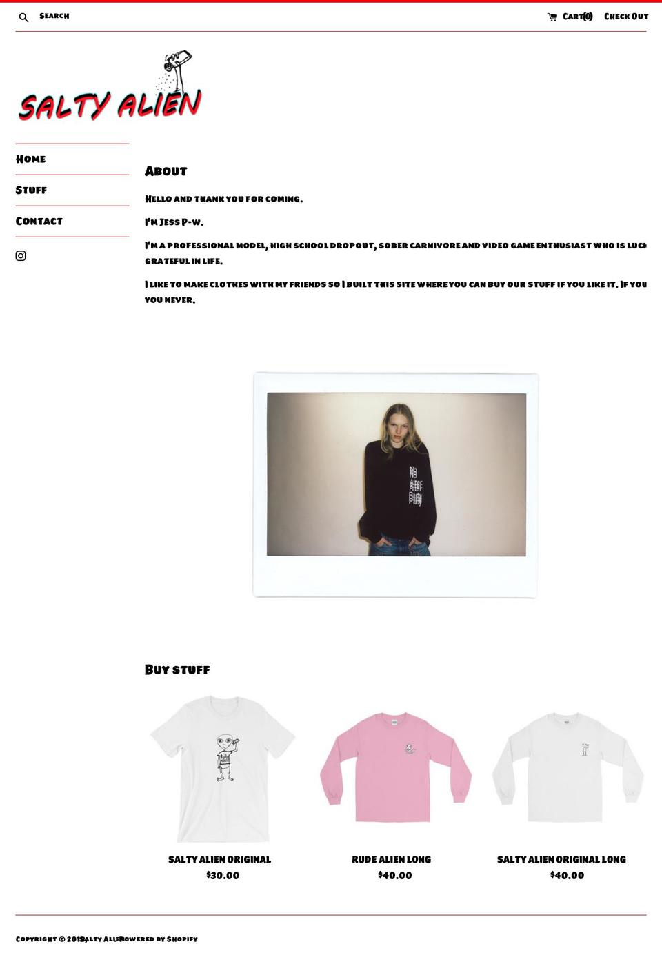 saltyalien.com shopify website screenshot