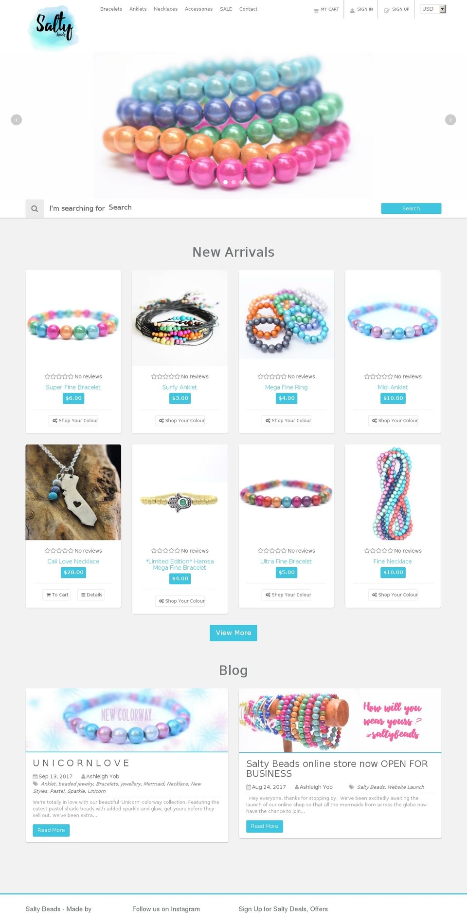 saltybeads.com — Shopify storefront screenshot
