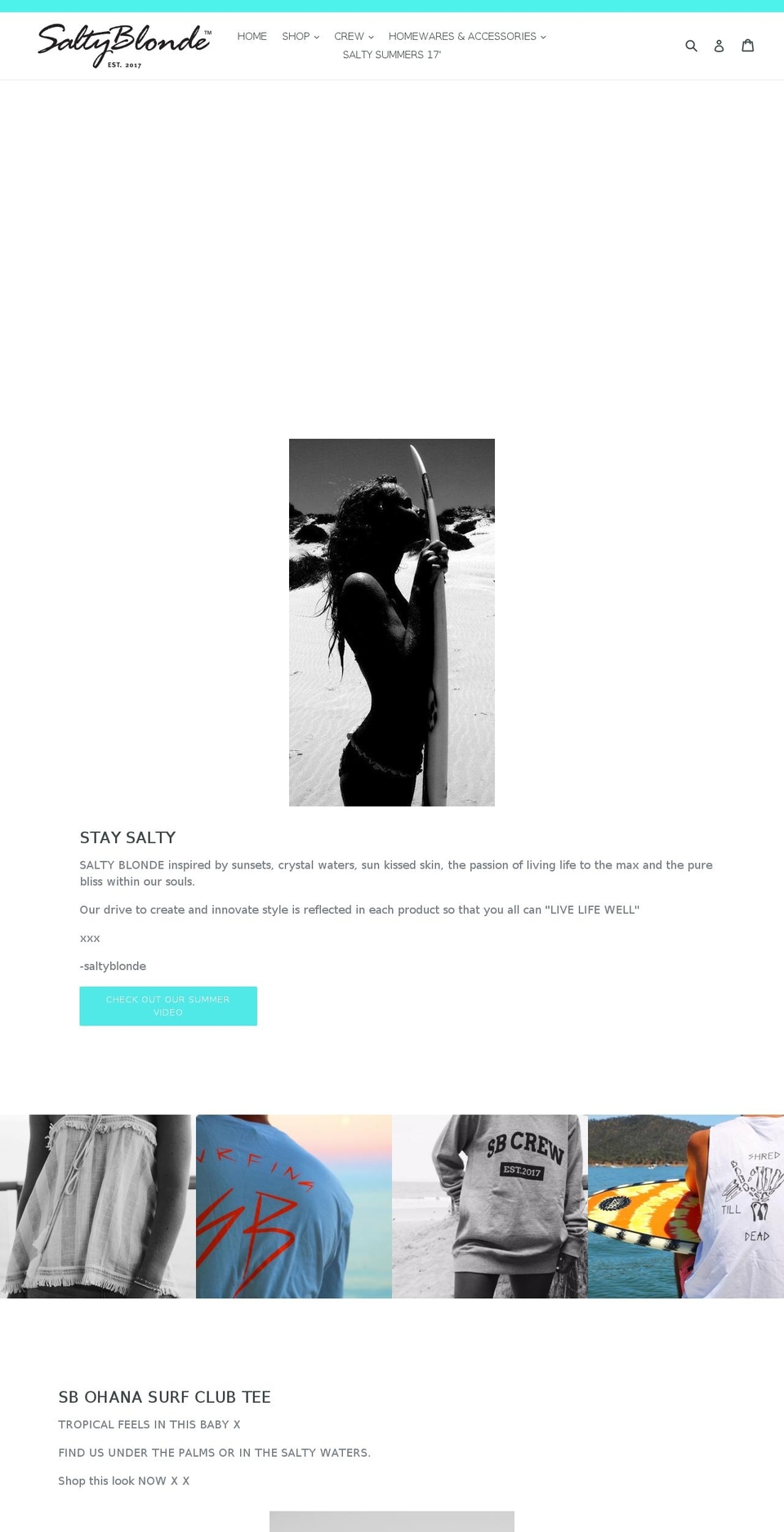 saltyblondeaustralia.com — Shopify storefront screenshot