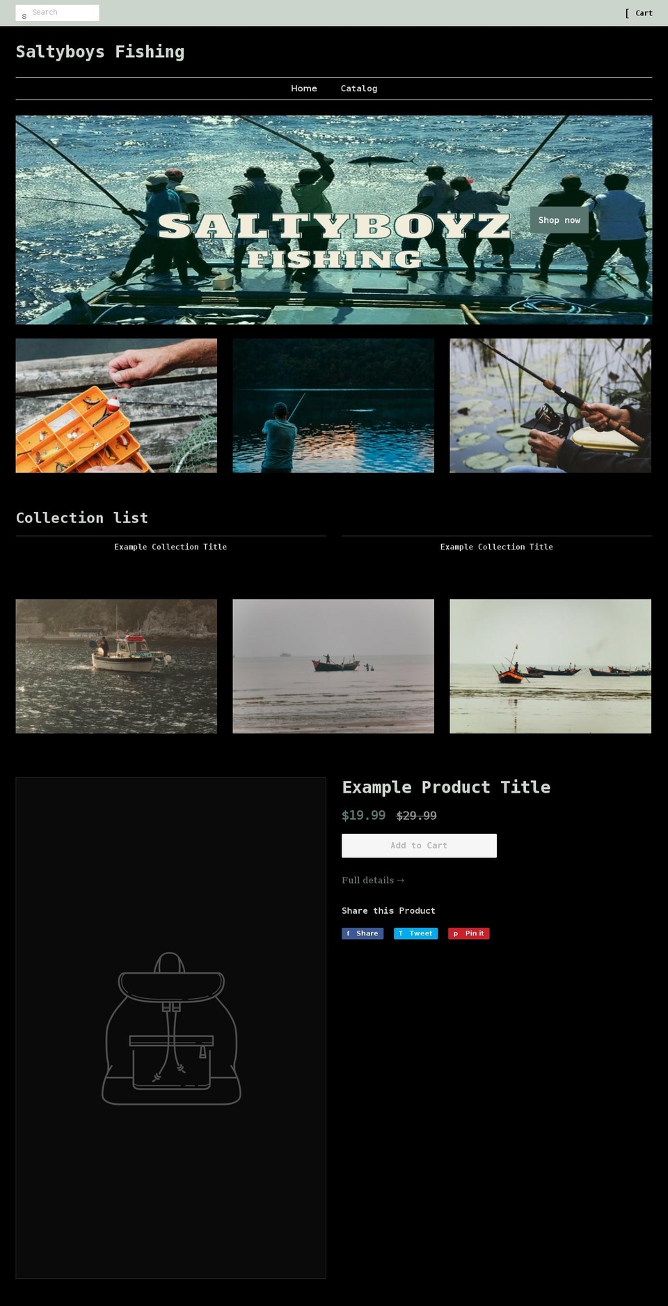 saltyboyzfishing.com shopify website screenshot