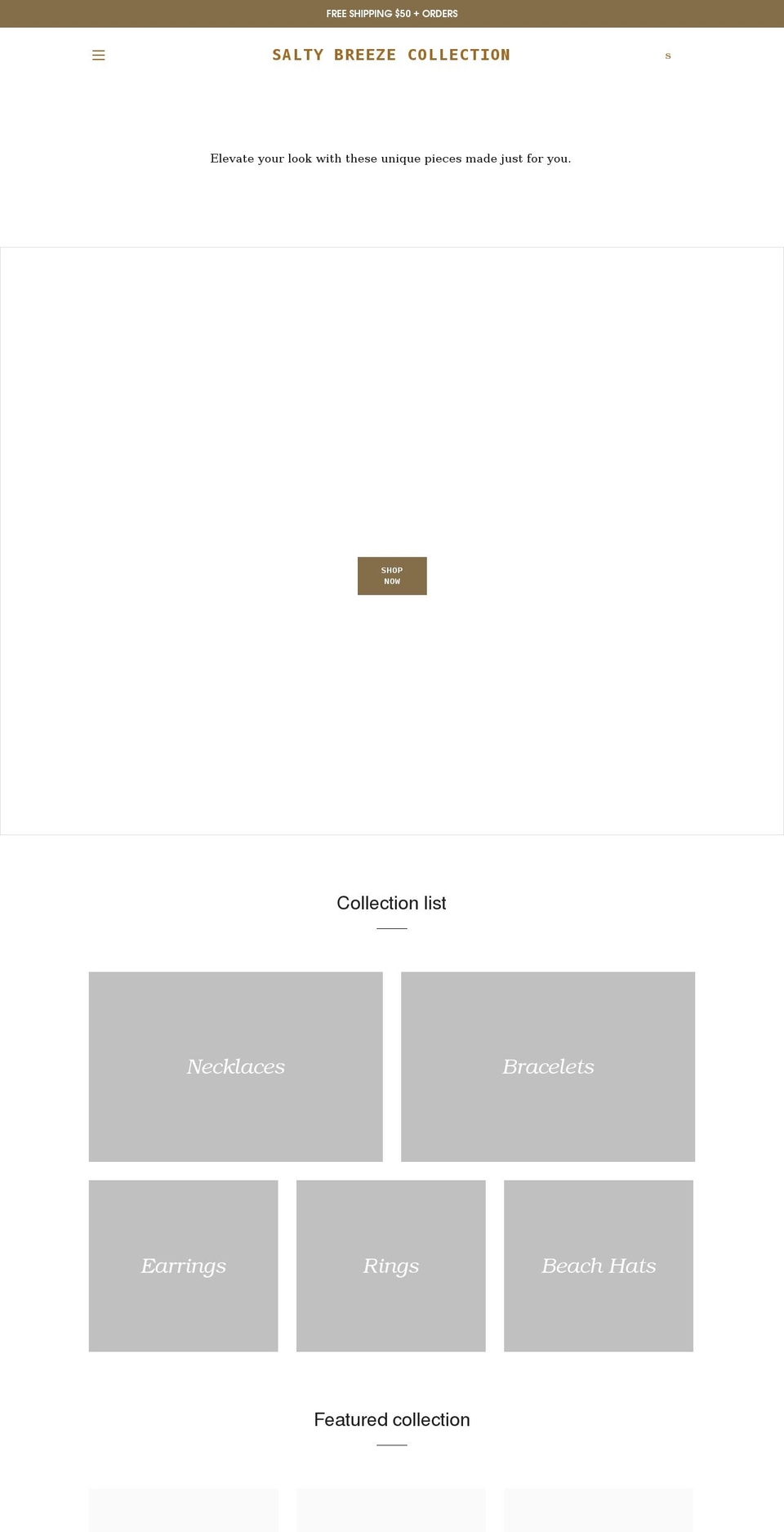 saltybreezecollection.com shopify website screenshot