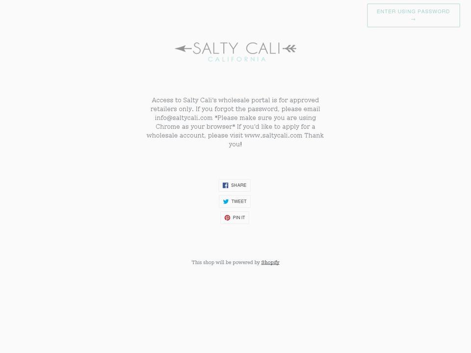 saltycali-wholesale.myshopify.com shopify website screenshot
