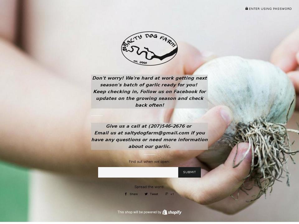 saltydogfarm.com — Shopify storefront screenshot