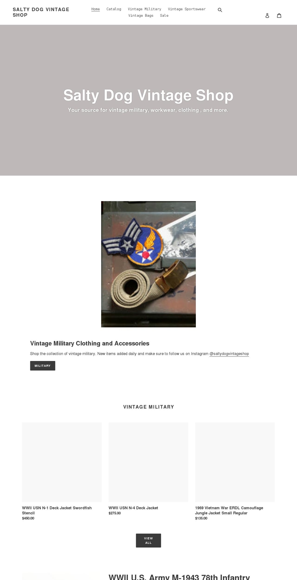 saltydogvintageshop.com shopify website screenshot