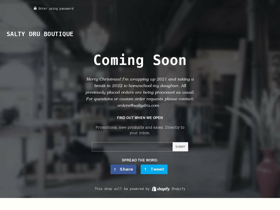 saltydru.com shopify website screenshot