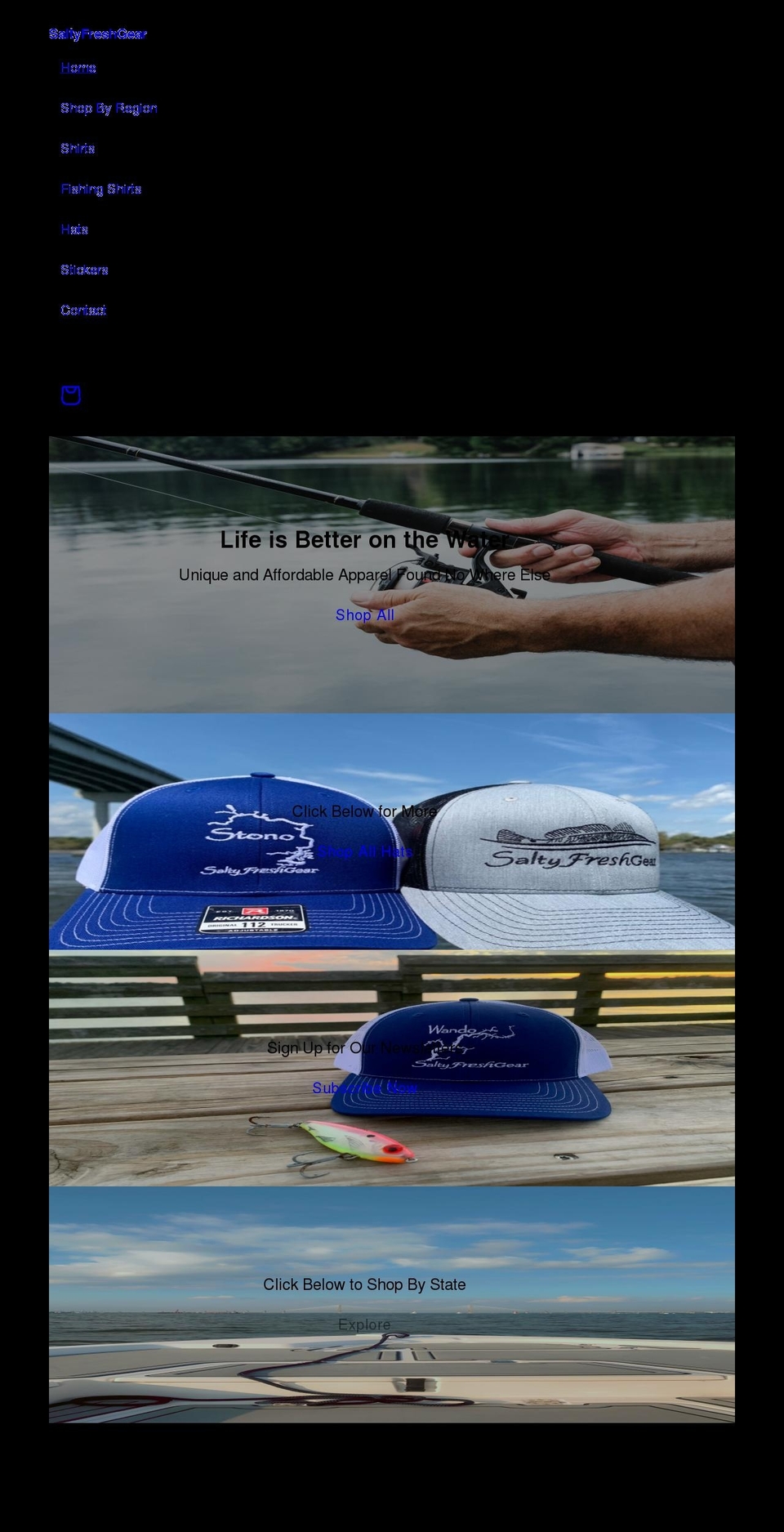 saltyfreshgear.com shopify website screenshot