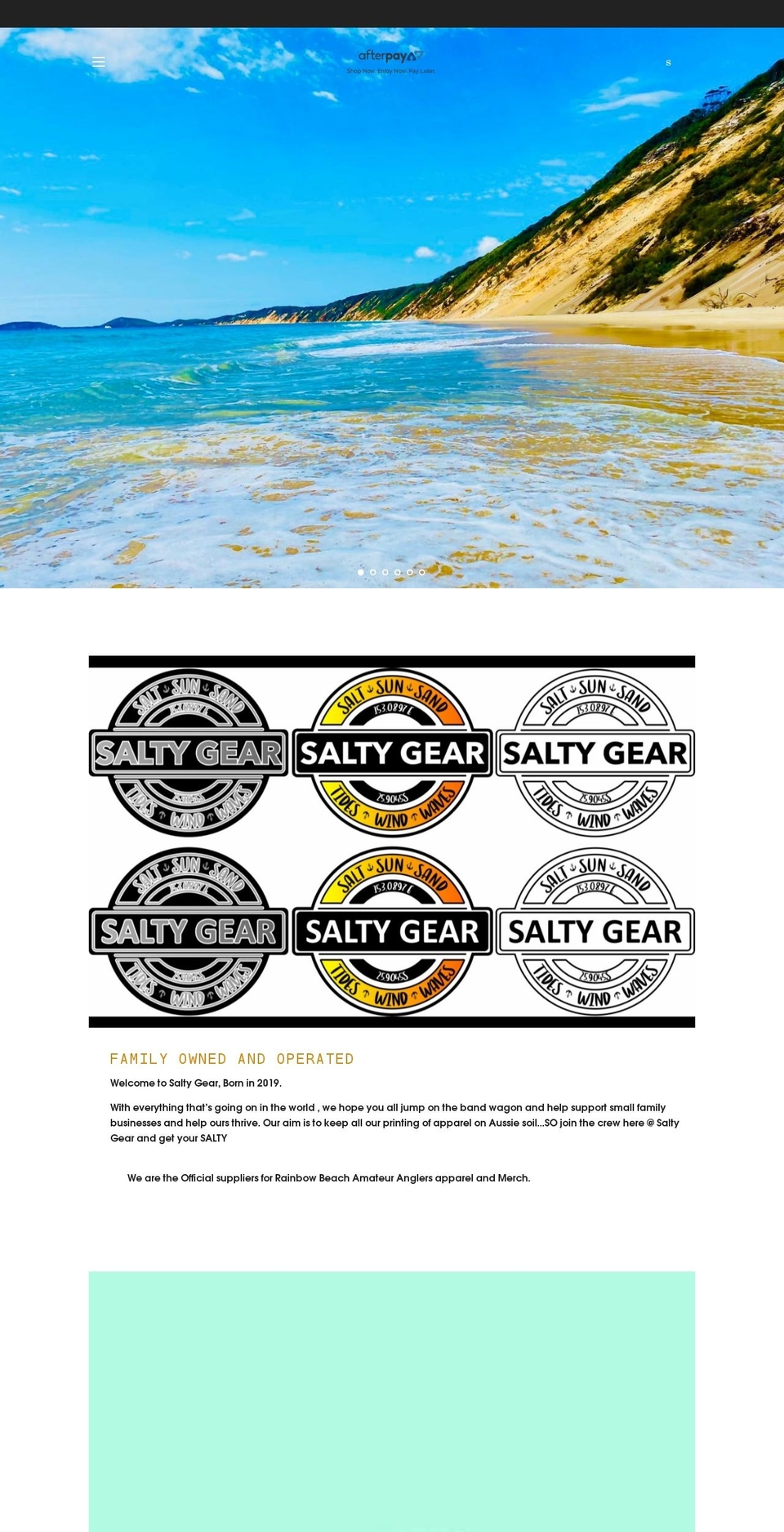 saltygearfishingapparel.com.au shopify website screenshot