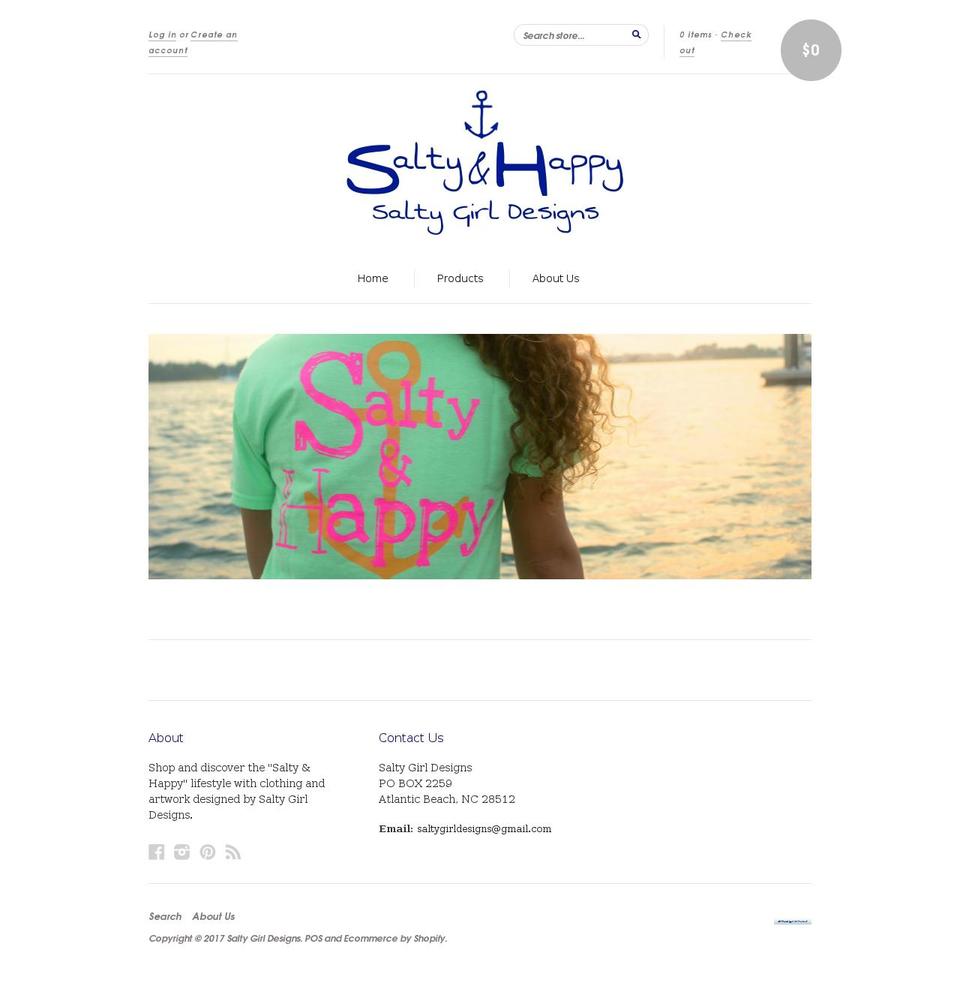 saltygirldesigns.com shopify website screenshot
