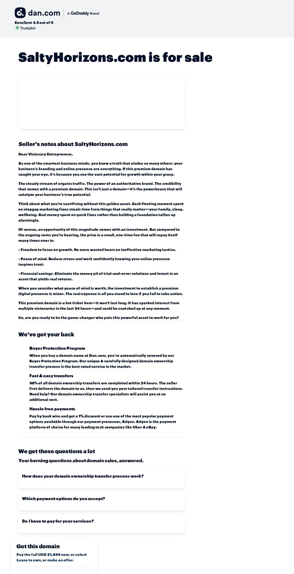 saltyhorizons.com — Shopify storefront screenshot