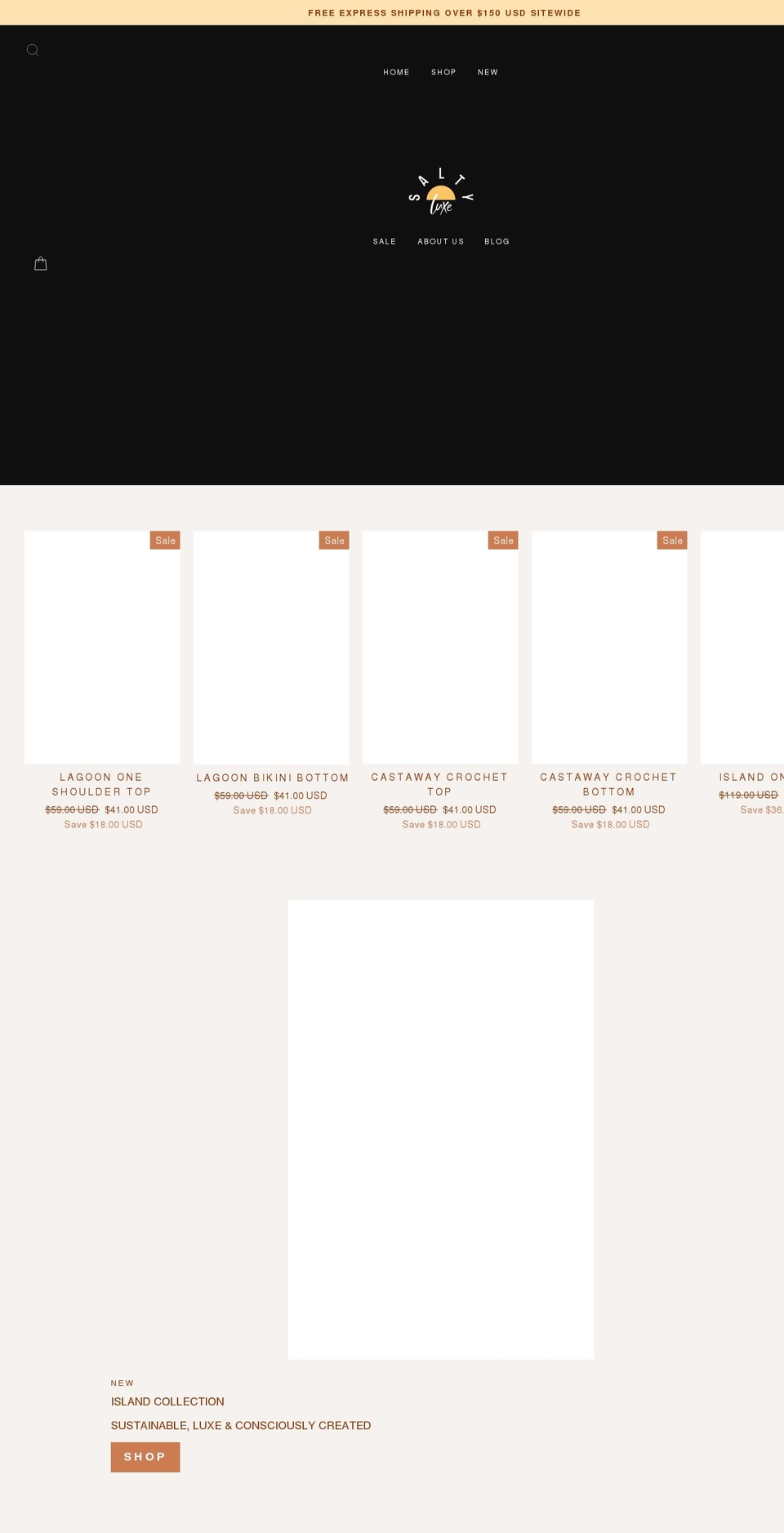 saltyluxestore.com shopify website screenshot