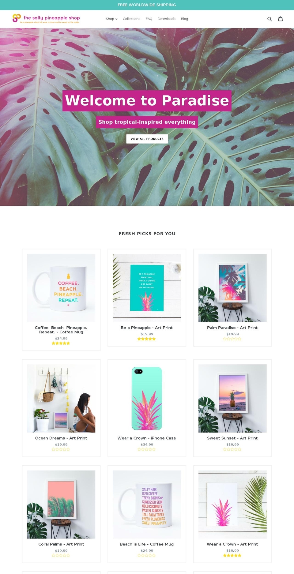 Snow Shopify theme site example saltypineapple.store