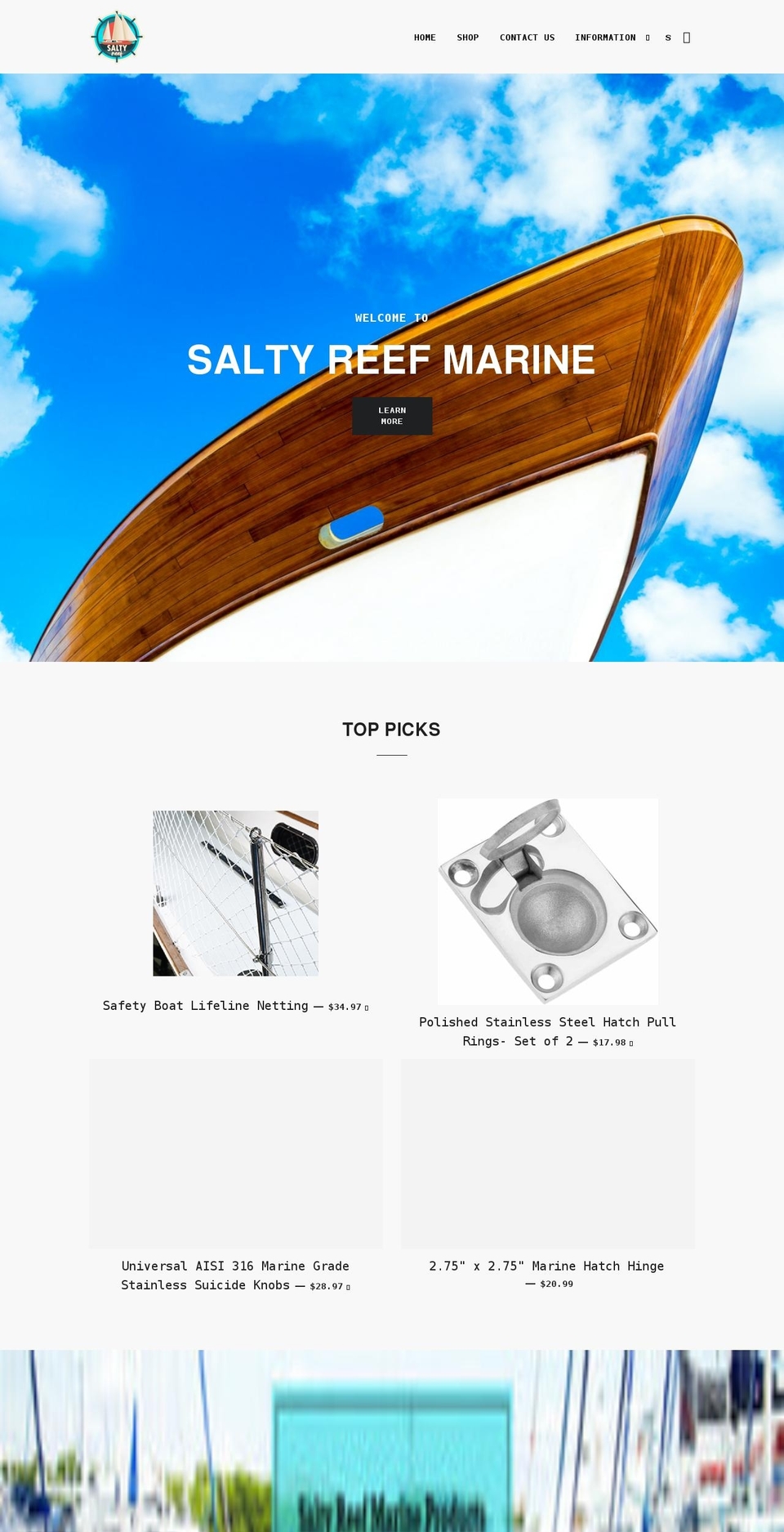 saltyreefmarineproducts.com — Shopify storefront screenshot