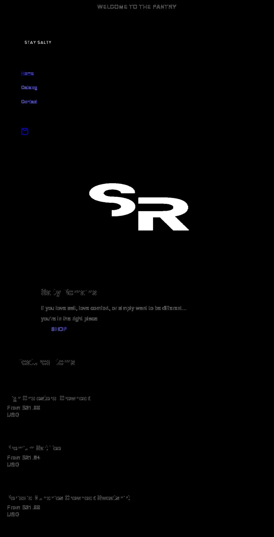 saltyremains.com shopify website screenshot