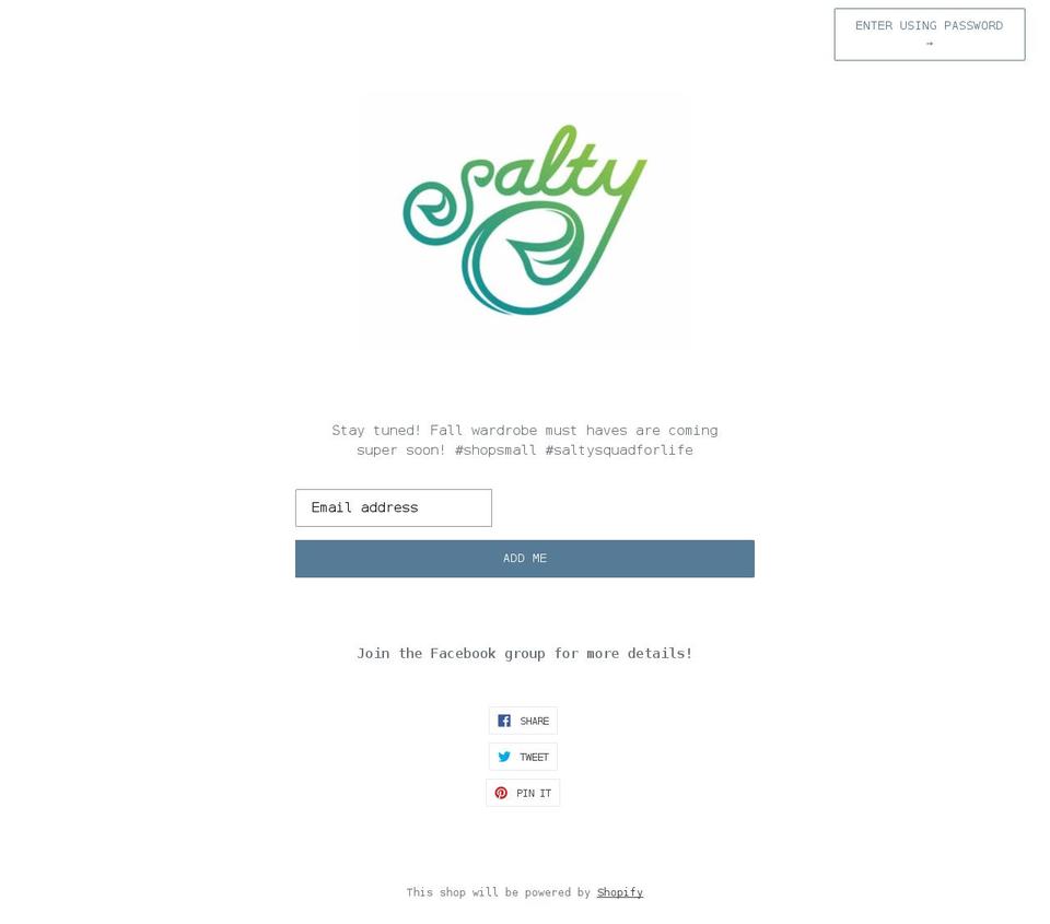 saltyshorties.com shopify website screenshot