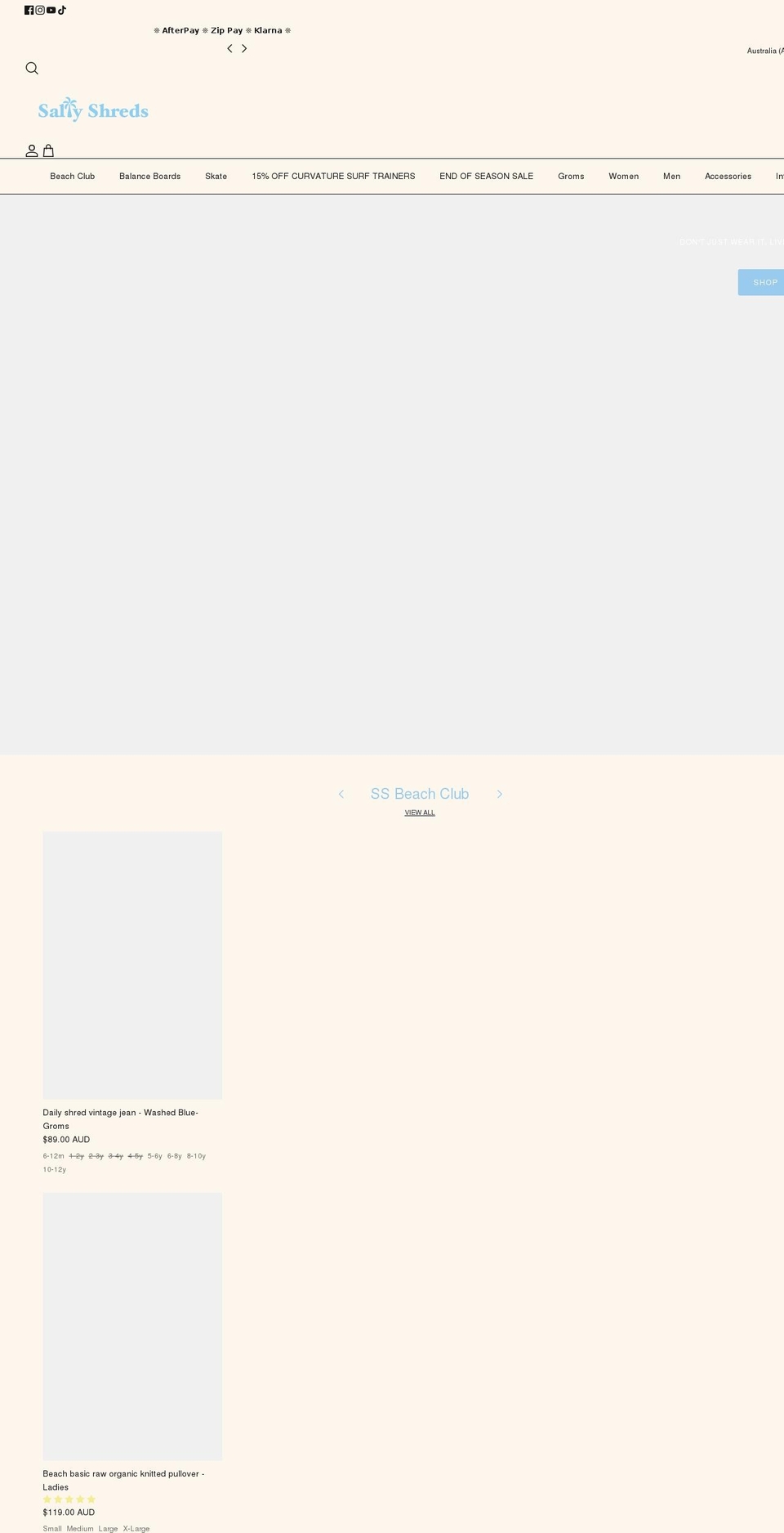 saltyshreds.com.au shopify website screenshot