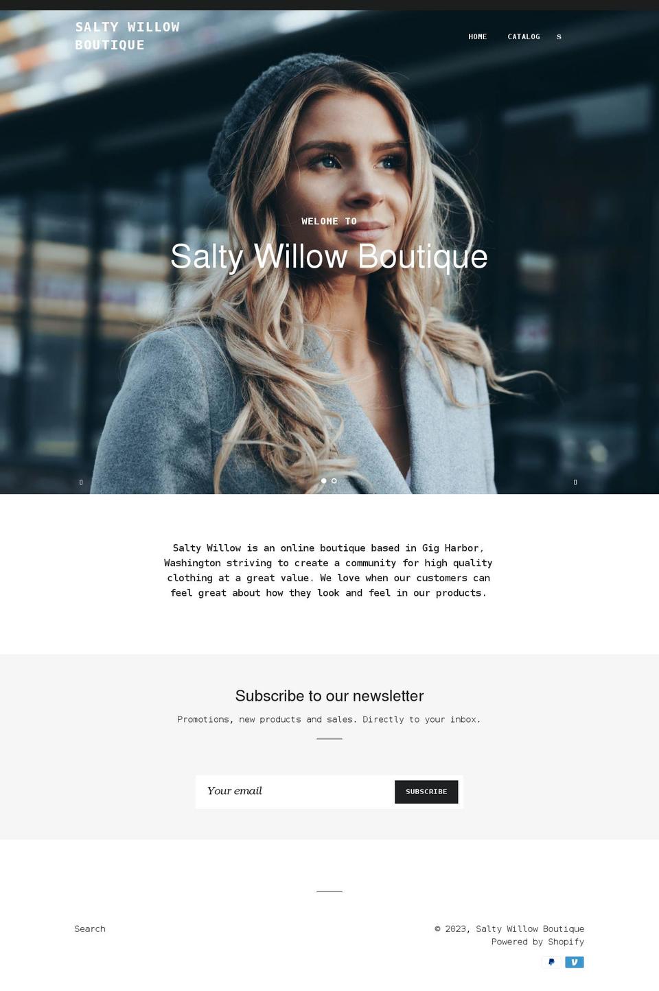 saltywillow.com shopify website screenshot
