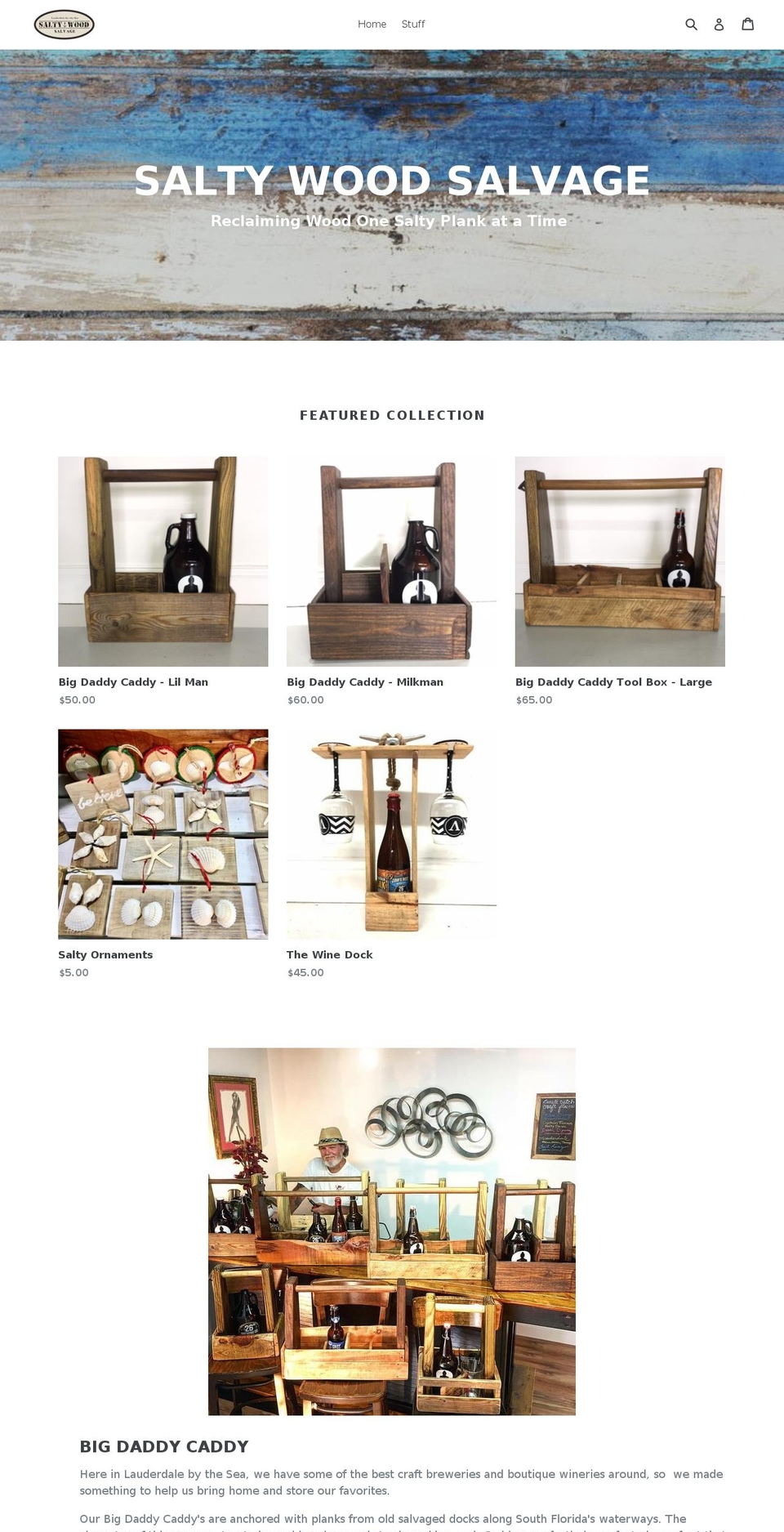 saltywoodsalvage.com — Shopify storefront screenshot