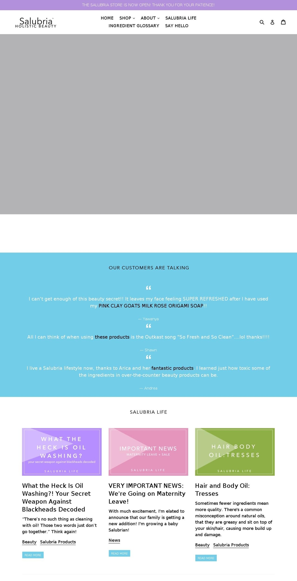 salubriacare.com — Shopify storefront screenshot