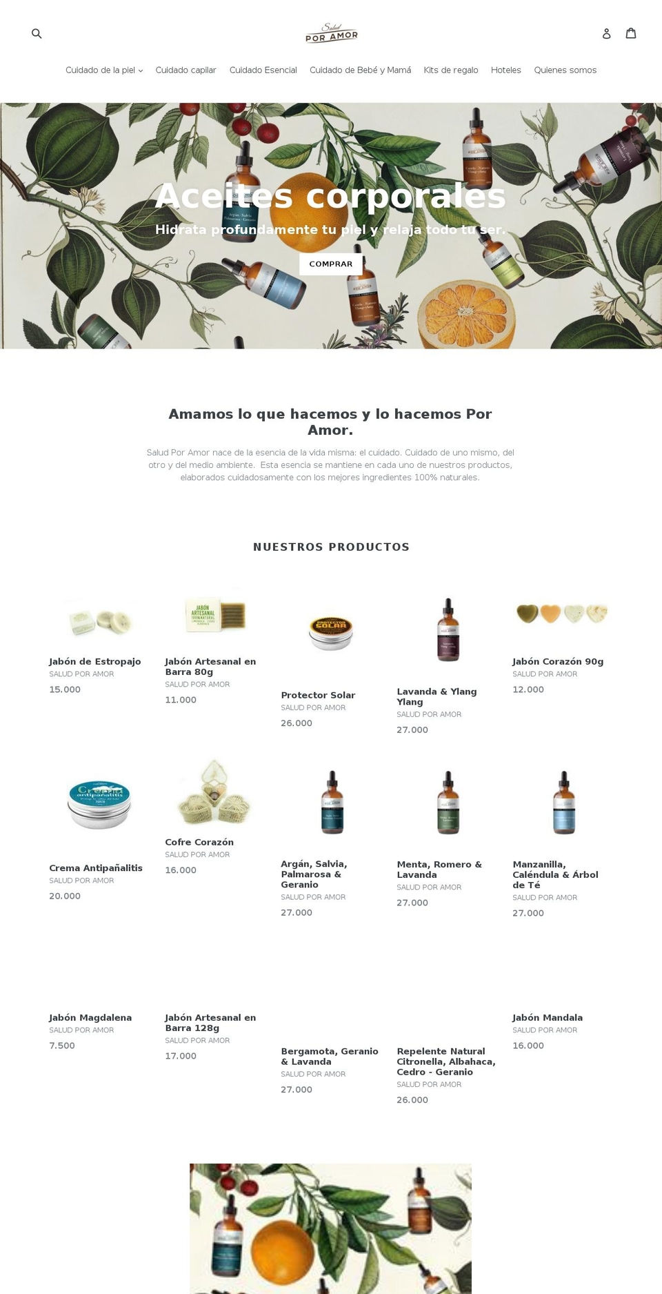 saludporamor.com shopify website screenshot