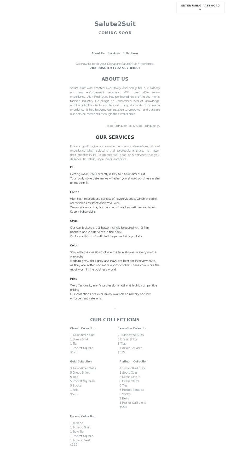 salute2suit.com shopify website screenshot