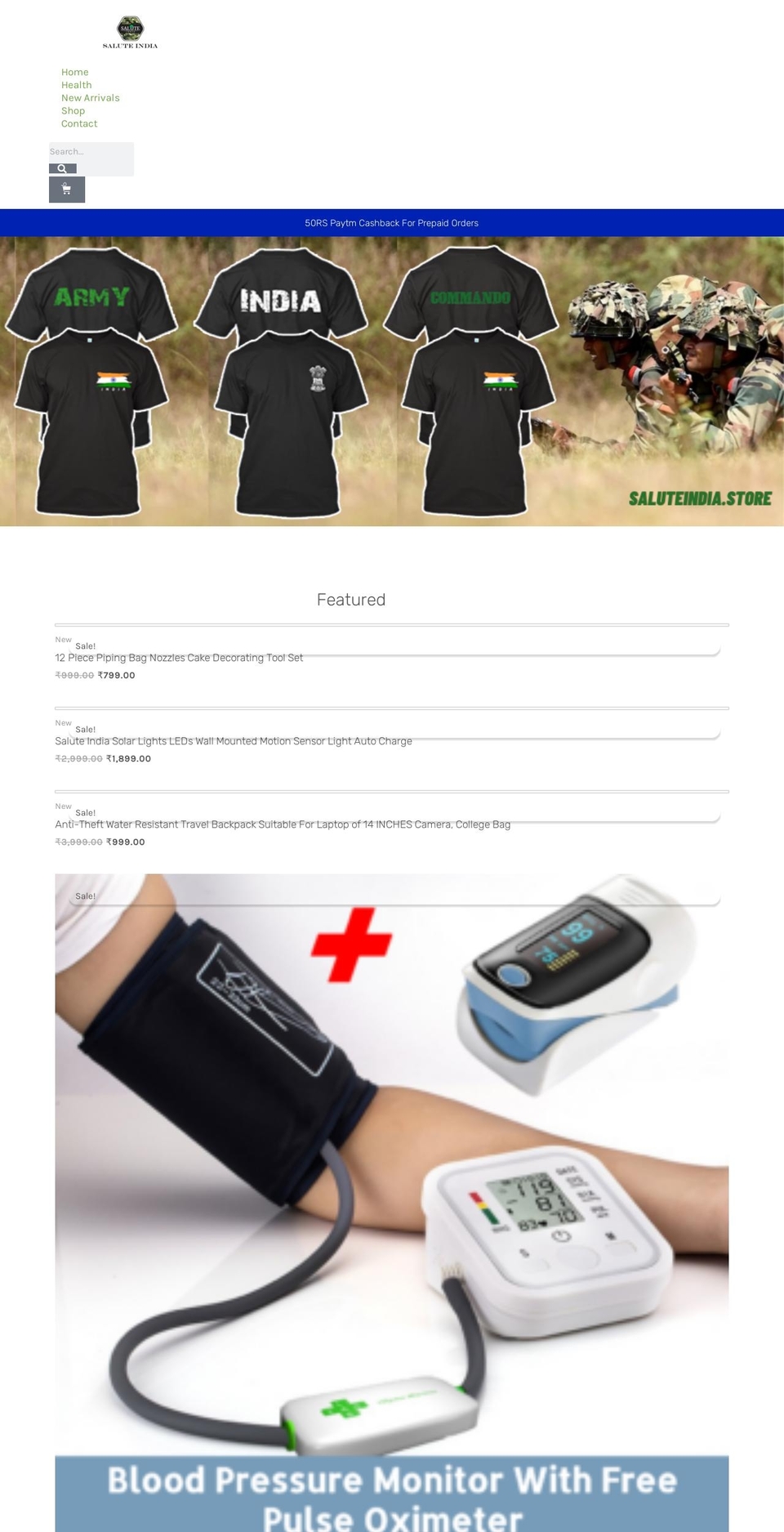 saluteindia.store shopify website screenshot