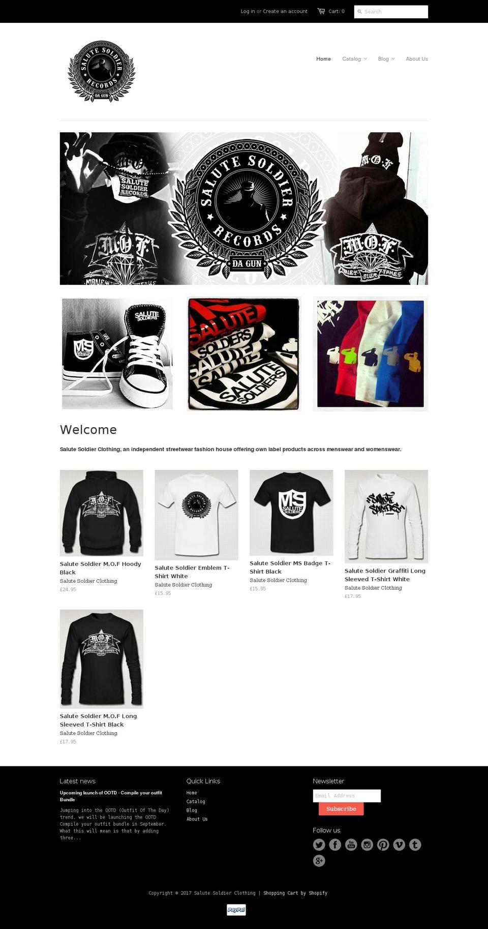 salutesoldierclothing.com shopify website screenshot