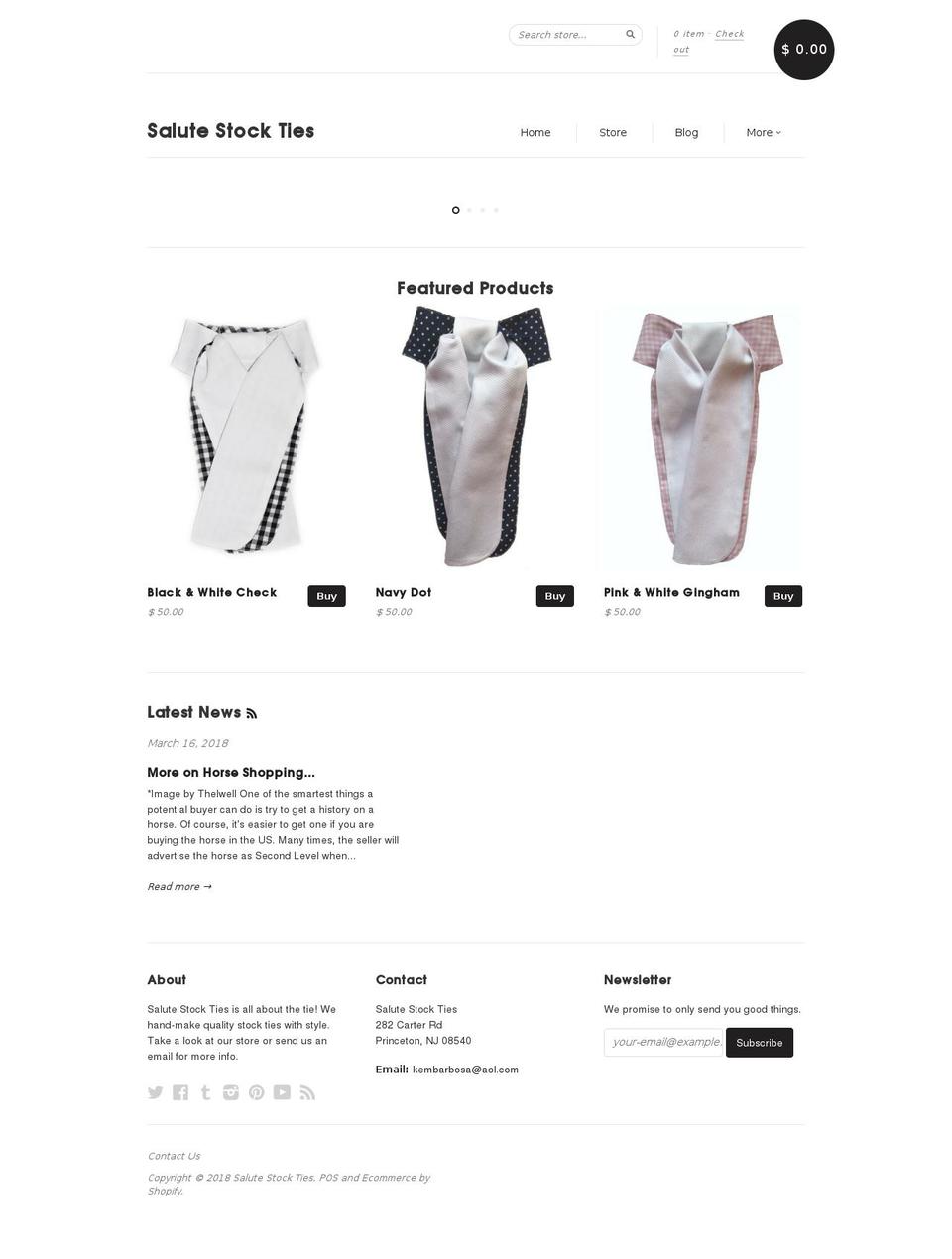 salutestockties.com shopify website screenshot