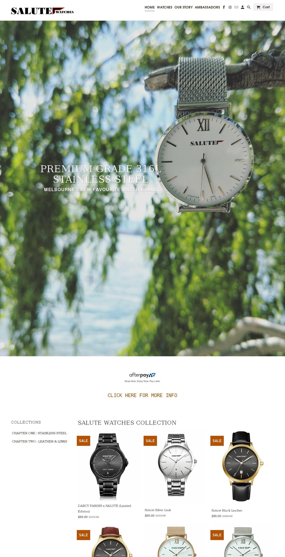 salutewatches.com shopify website screenshot