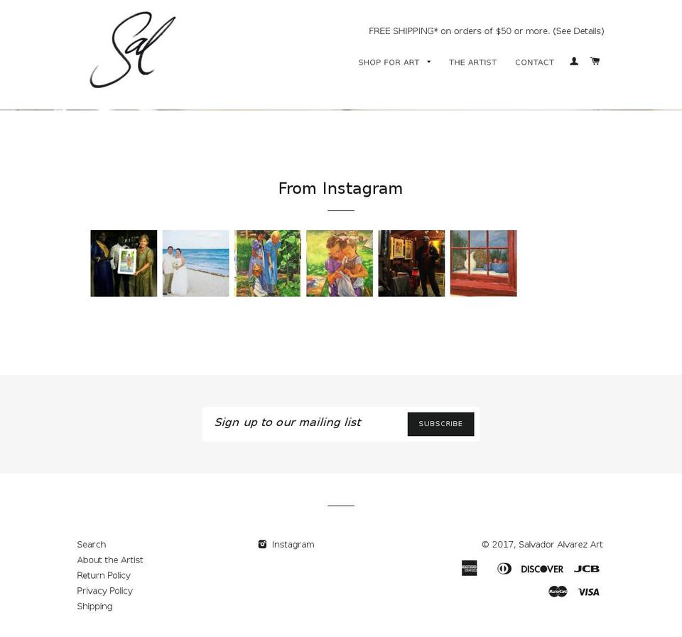 salvadoralvarez.com shopify website screenshot