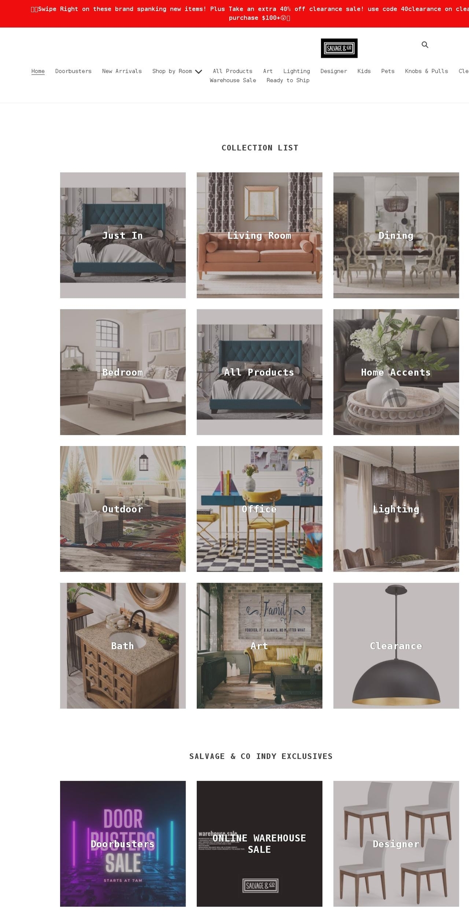 salvagecoindy.com shopify website screenshot