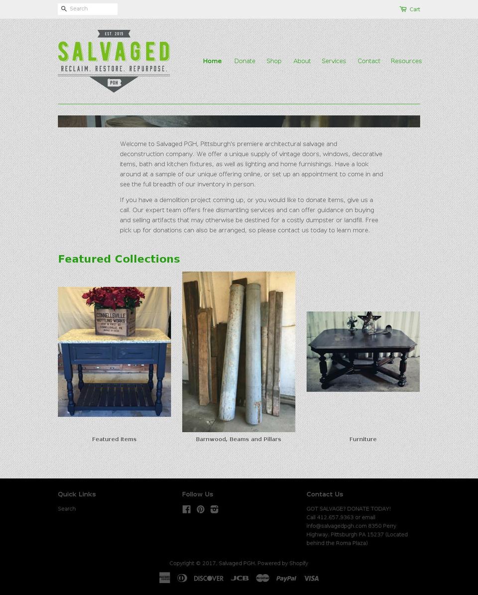 salvagedpgh.com shopify website screenshot