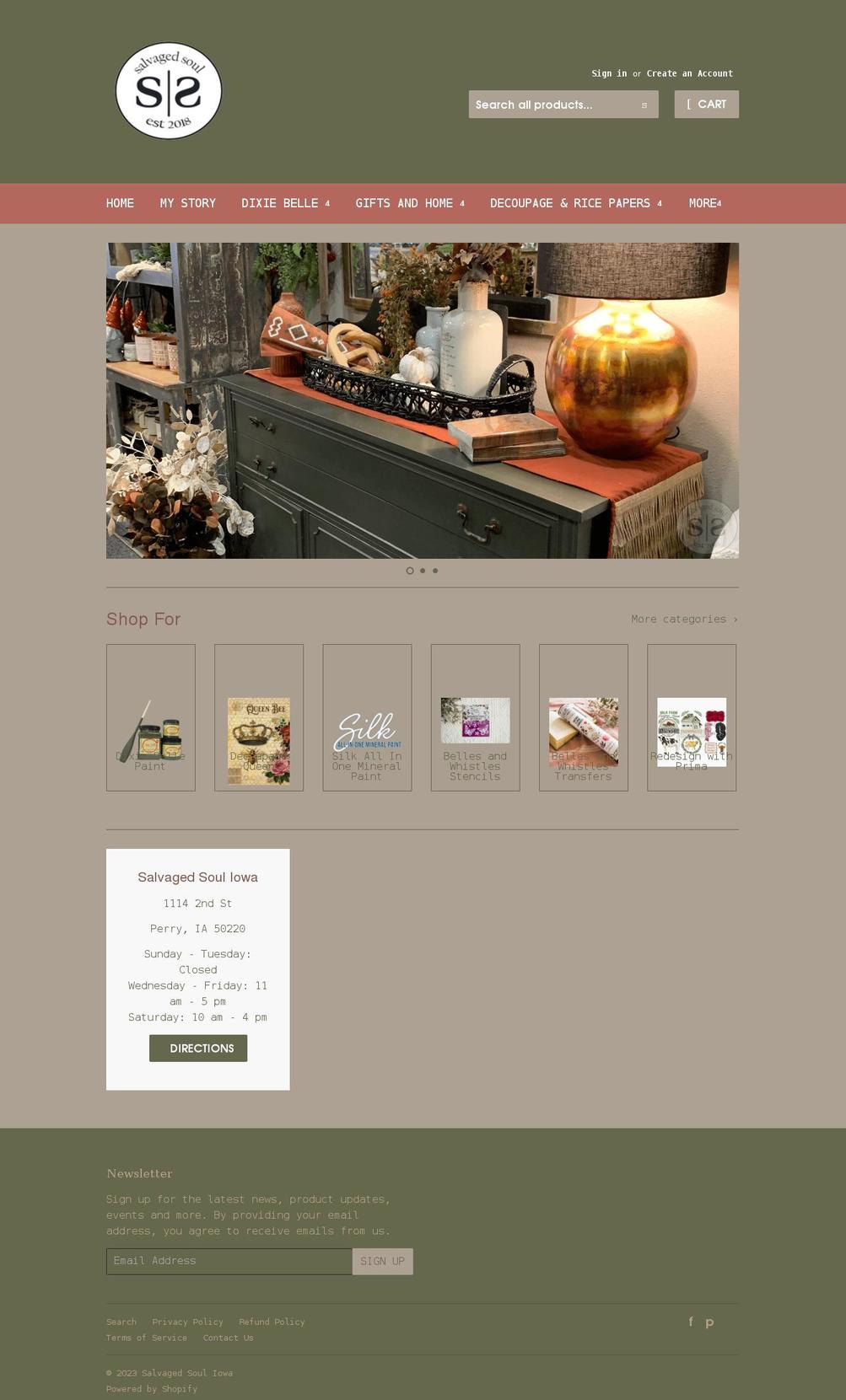 salvagedsouliowa.com shopify website screenshot