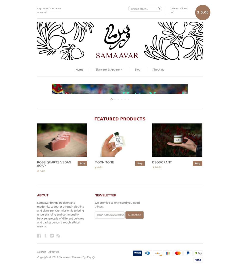 samaavar.com shopify website screenshot