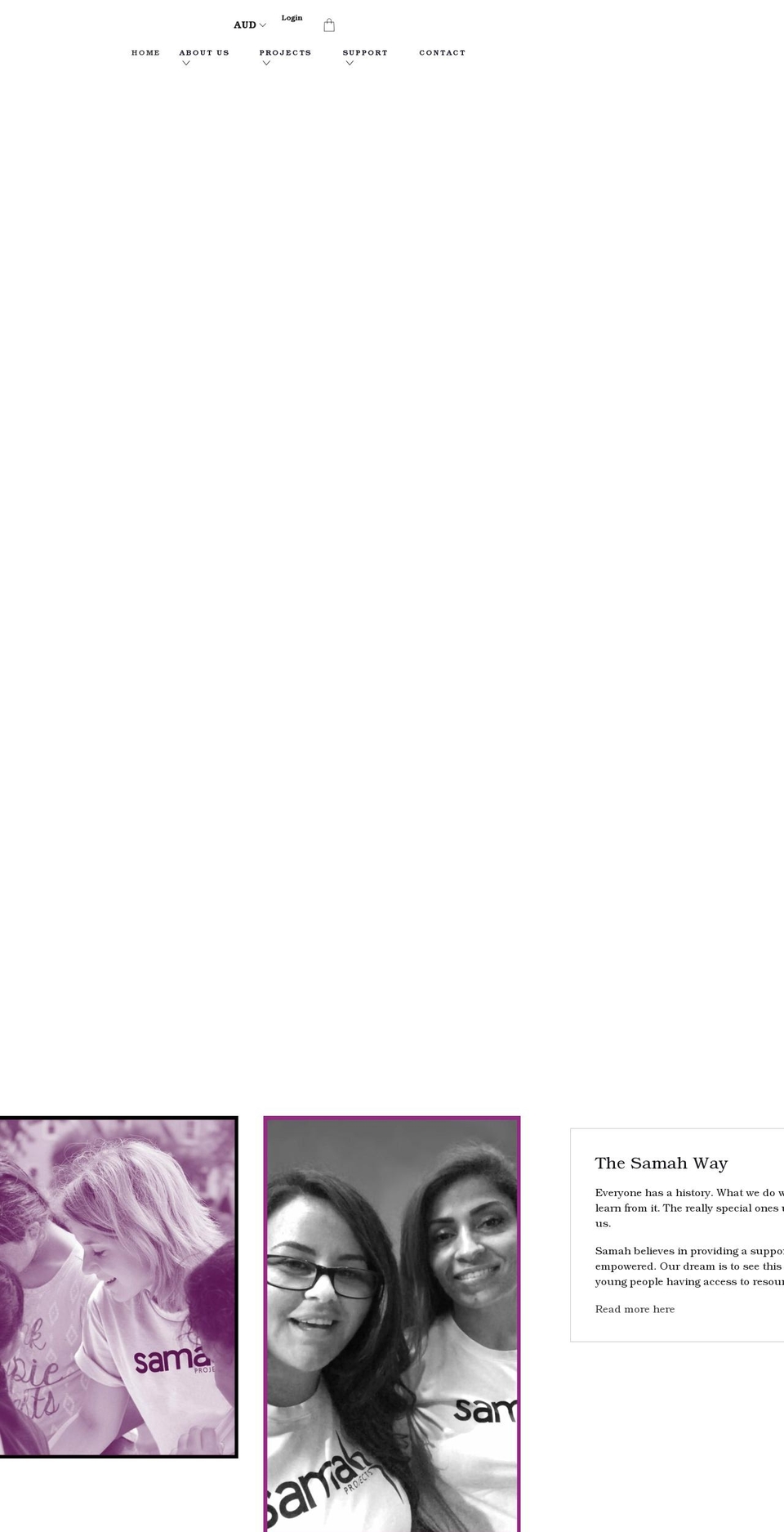 samahprojects.org shopify website screenshot