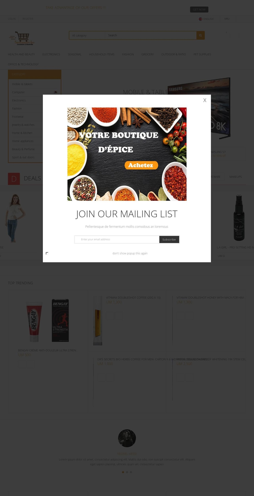 Kuteshop-home- Shopify theme site example samamarche.com