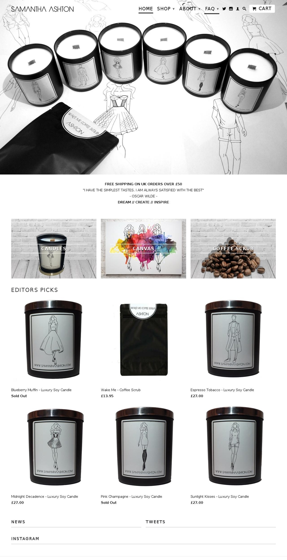 samanthaashton.com shopify website screenshot