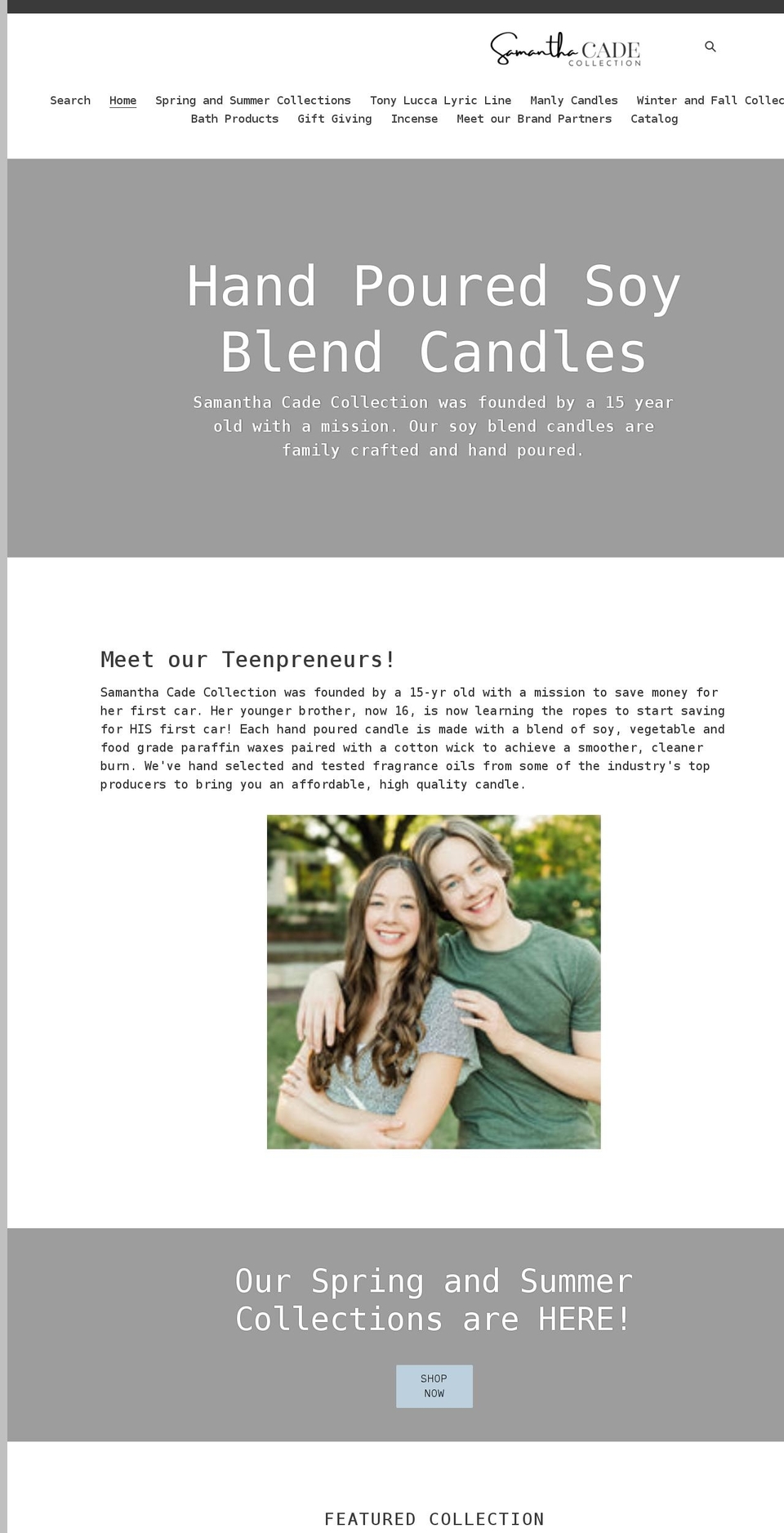 samanthacadecollection.com shopify website screenshot