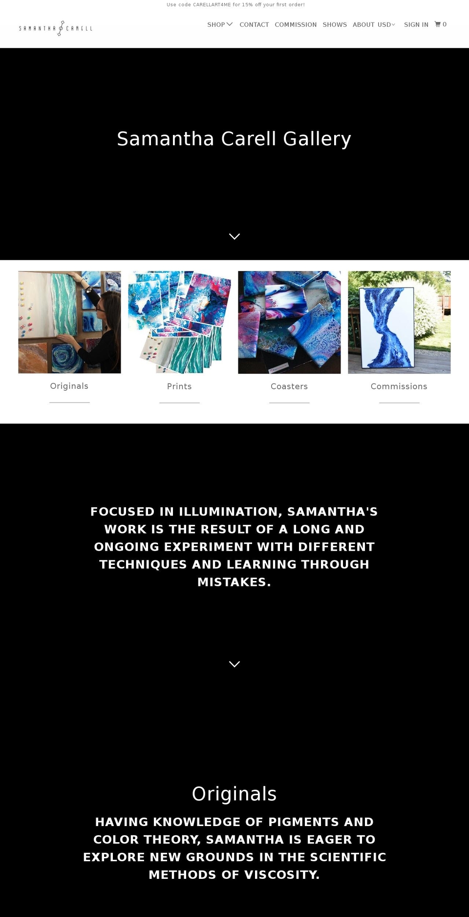 samanthacarell.com shopify website screenshot