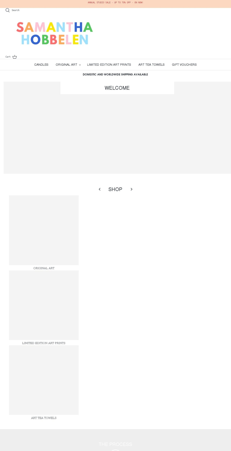 samanthahobbelen.com shopify website screenshot