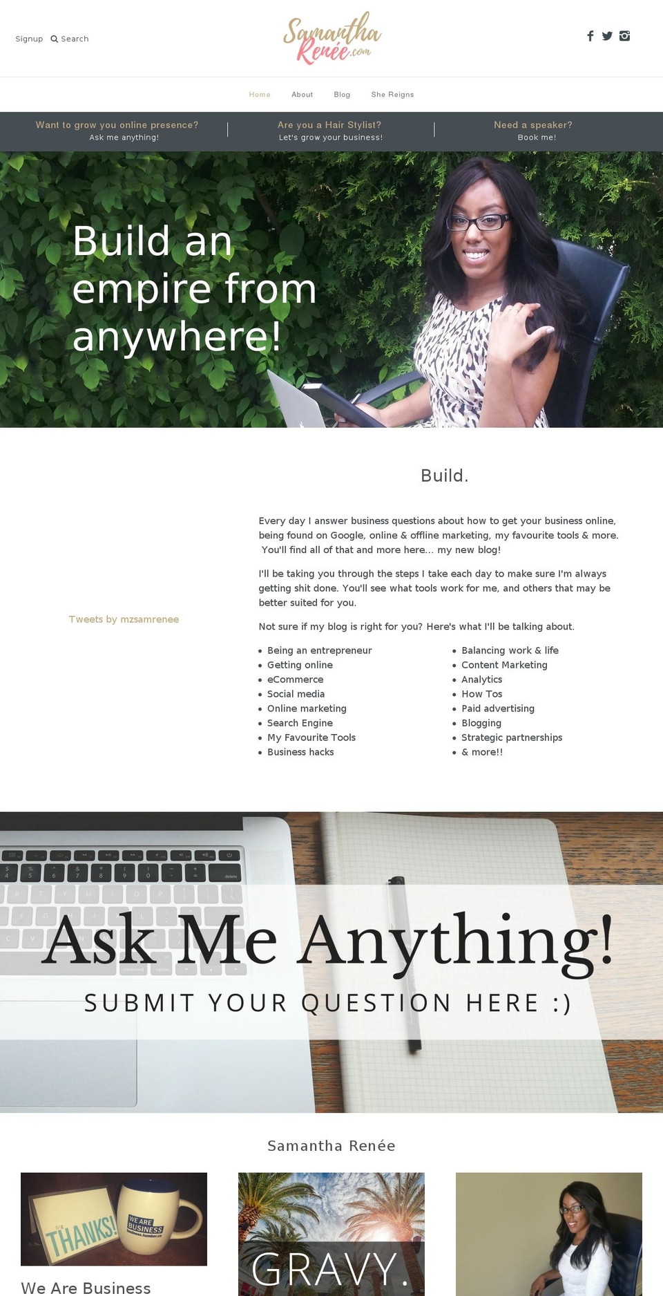 samantharenee.com shopify website screenshot