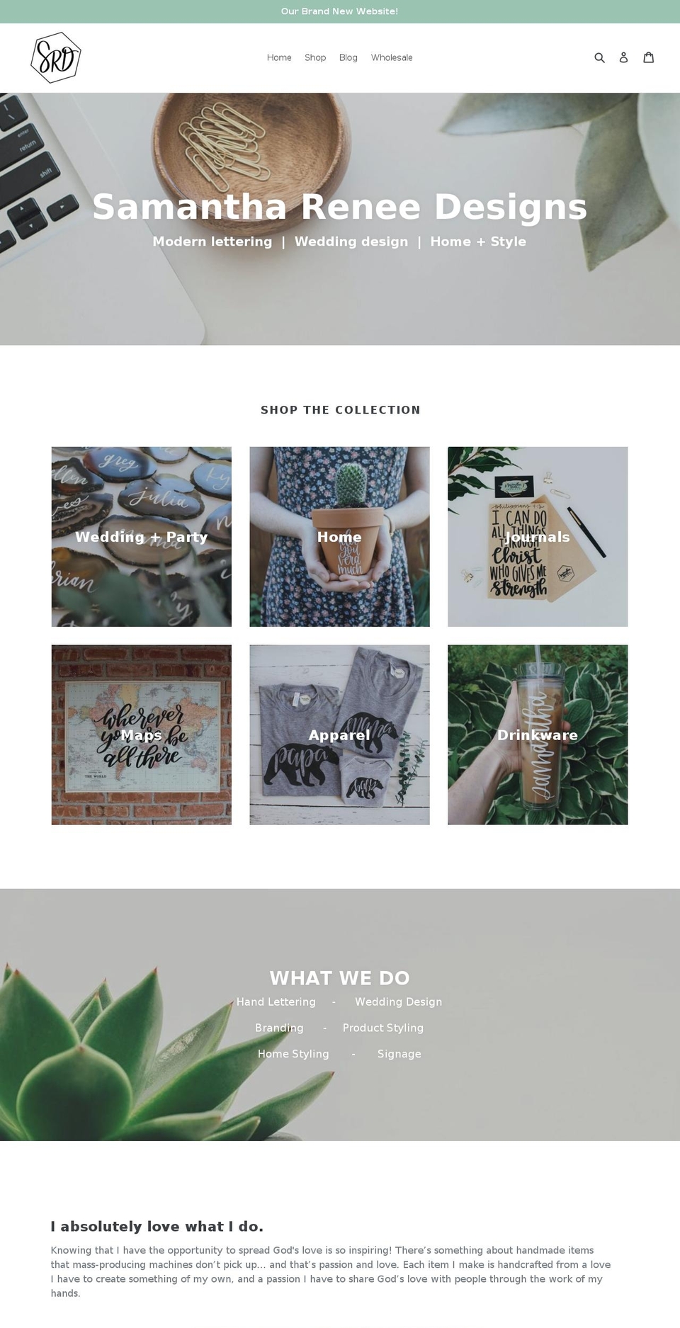 samanthareneedesigns.com — Shopify storefront screenshot