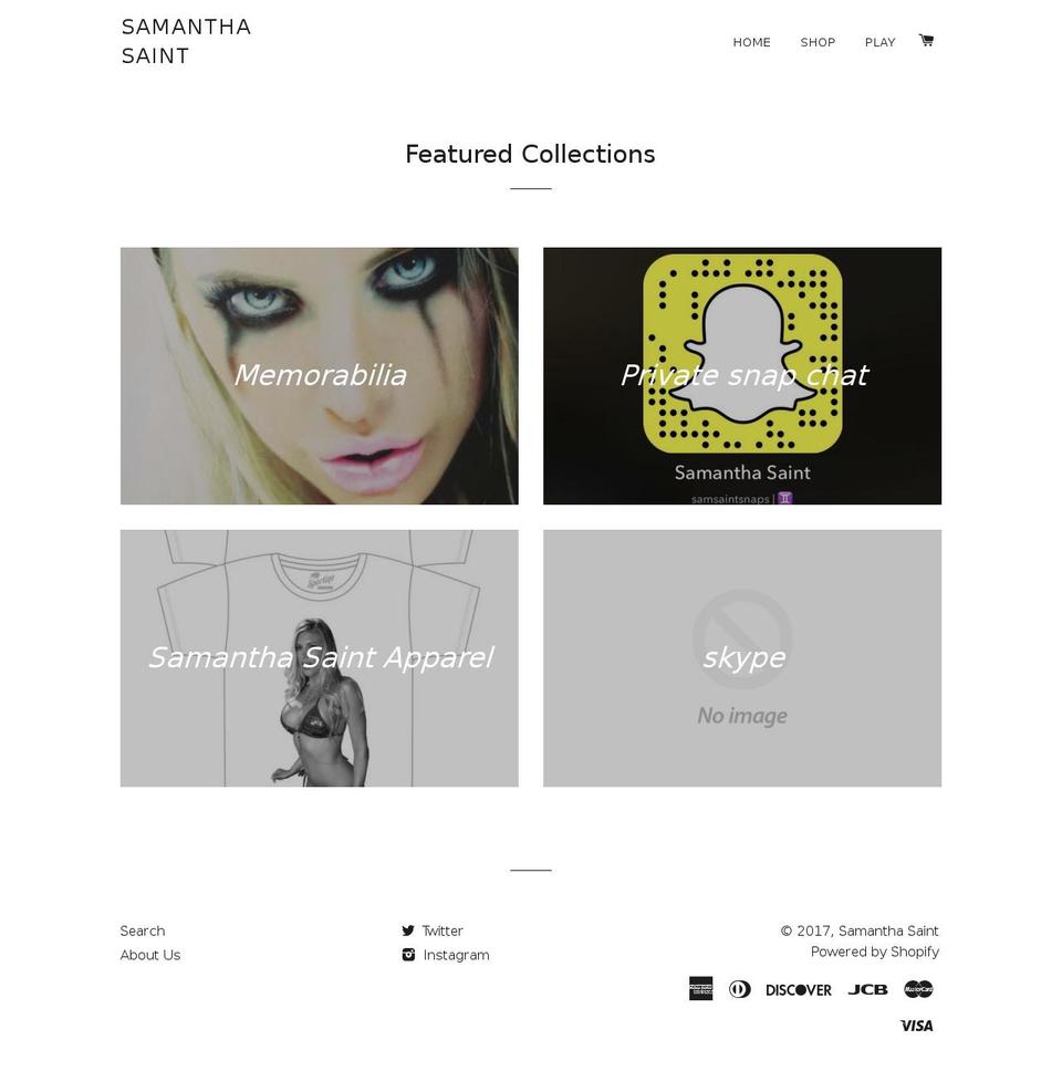 samanthasaintstore.com shopify website screenshot