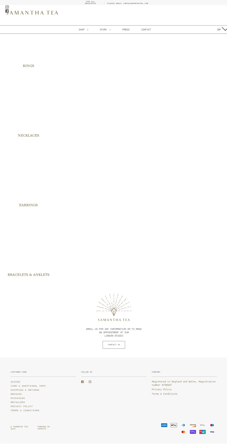 samanthatea.com shopify website screenshot