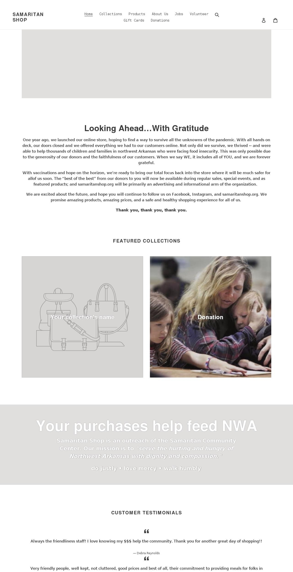 samaritanshop.org shopify website screenshot