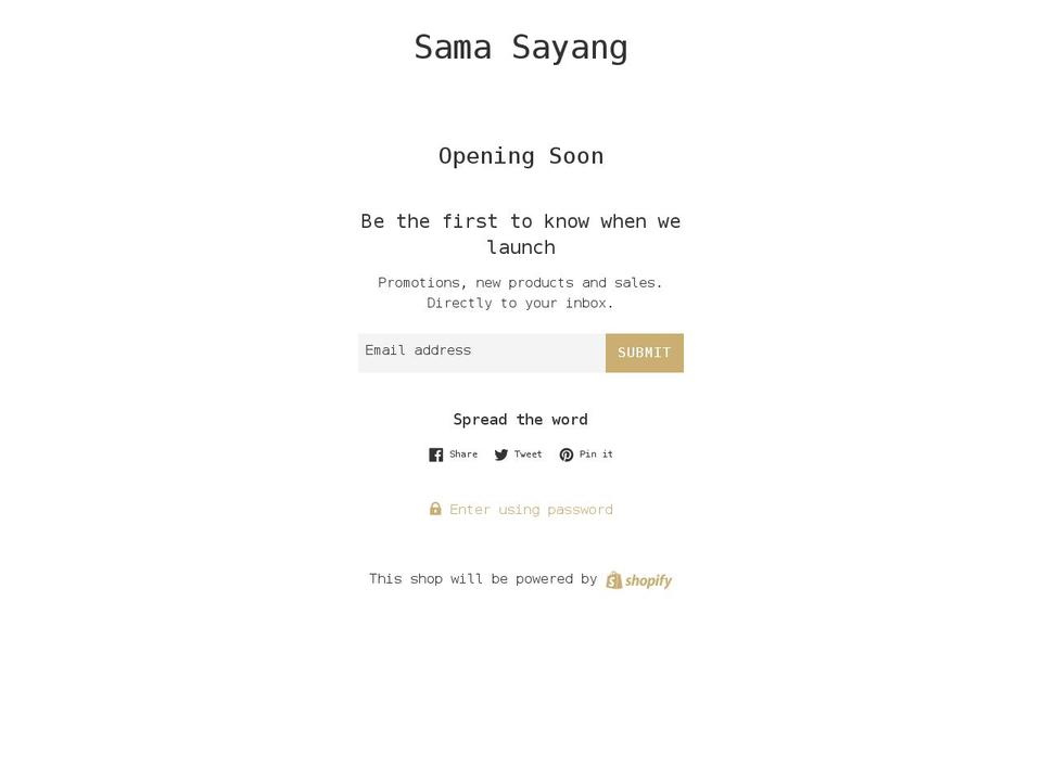 samasayang.com — Shopify storefront screenshot