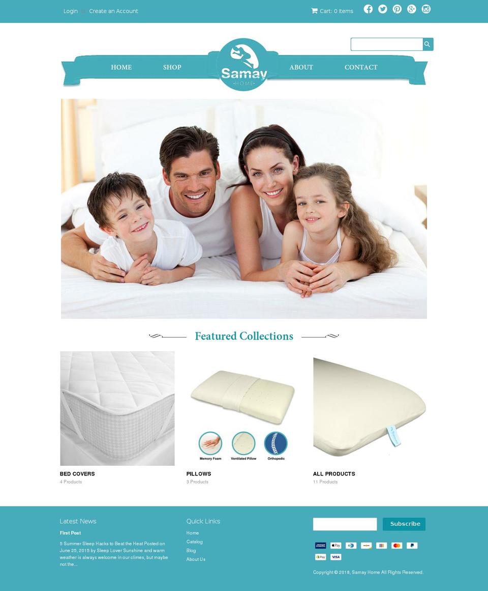 samayhome Shopify theme site example samaypillow.com