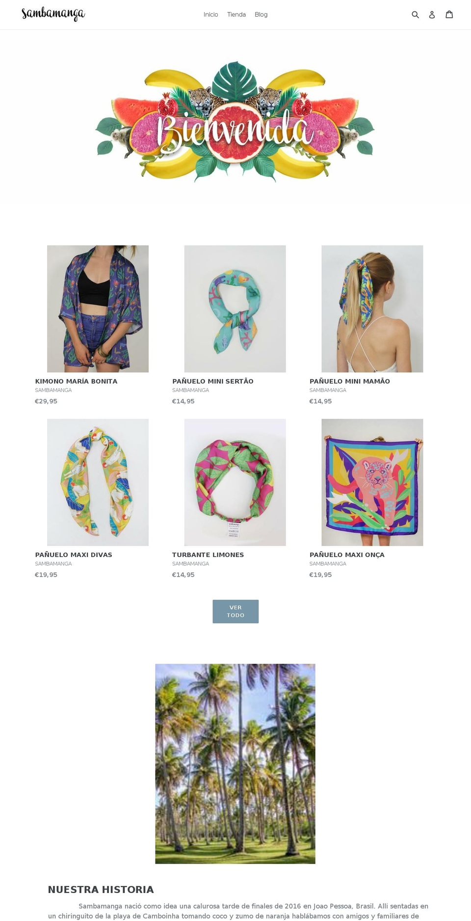 sambamanga.com — Shopify storefront screenshot