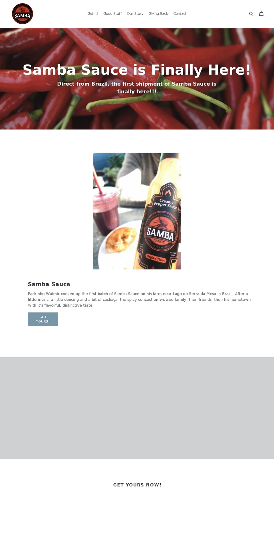 sambasauce.com — Shopify storefront screenshot